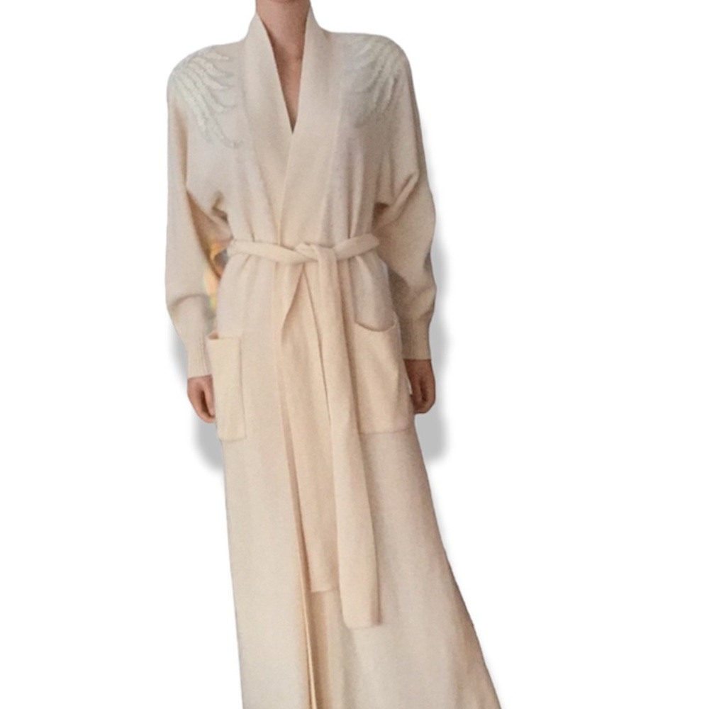 NWT Vintage 80’s Bonwit Teller lambswool angora long robe